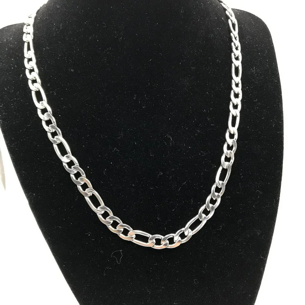 Unisex Stainless Steel Figaro Chain Length Various Lengths Brand New